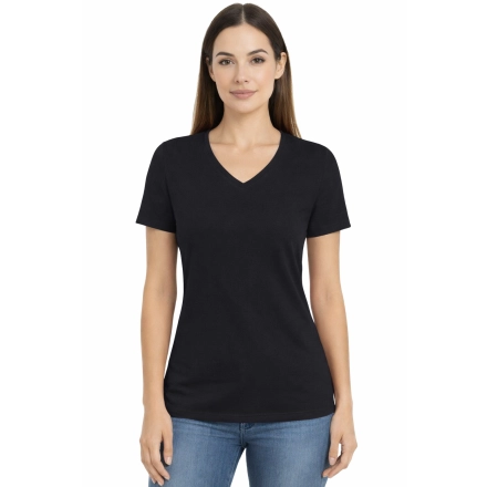 T-shirt Damski czarny dekolt w serek roz. M – koszulka t-shirt robocza – odzież firmowa